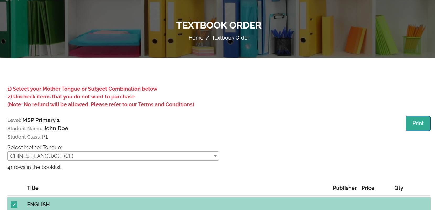 Textbook Order 2